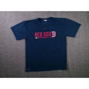 Nike Shirt Youth L Red Sox Baseball Graphic Navy Team NikeFIT Polyester Tee